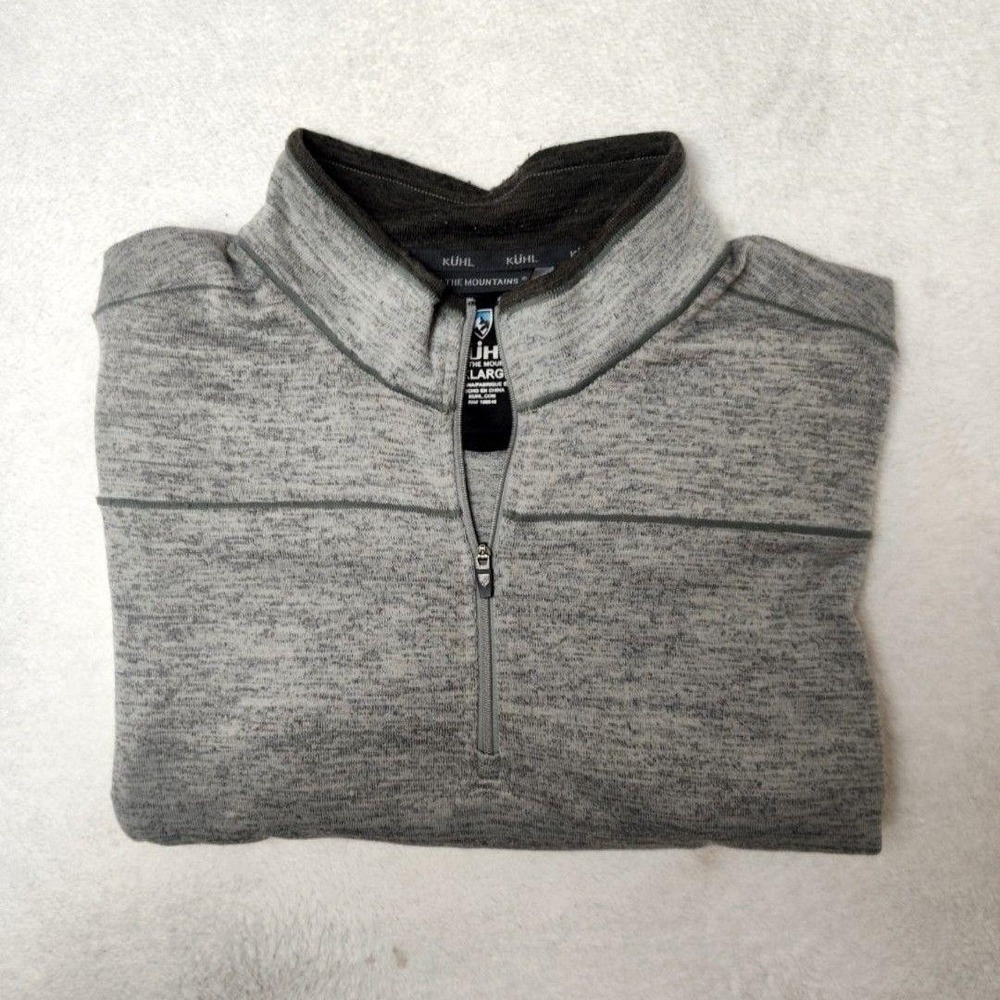 Kuhl Sweater Mens 2XL Gray Ryzer 1/4 Zip Pullover Mock Neck Lightweight 3112